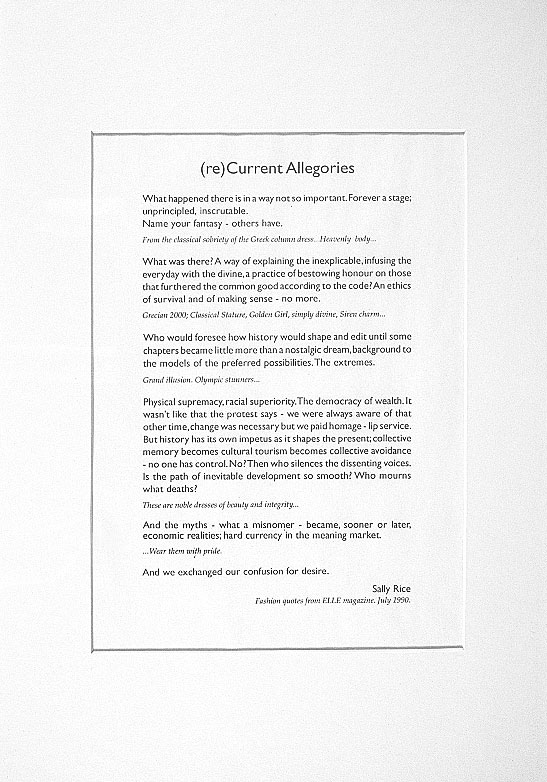 Installation 1 and 2 from (re)Current Allegories 1990